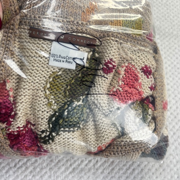 Peruvian‎ Connection Floral Embroidered Knit Vest Women's Size L Pima Cotton - Picture 7 of 7